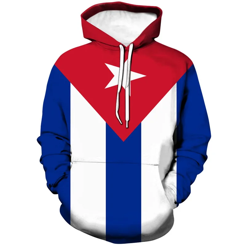 thumbnail image 1 of Sudadera con capucha con la bandera de Cuba impresa en 3D para hombre, nueva sudadera de manga larga, tops tipo pulóver, sudaderas deportivas de moda para correr, sudaderas de gran tamaño, 1 of 4