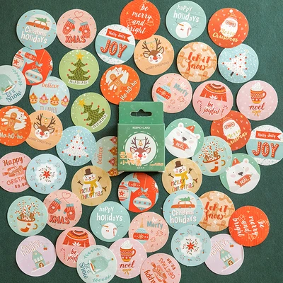 Festive Christmas Santa Claus Decorative Stickers - 45PCS for DIY Scrapbooking & Album Decoration