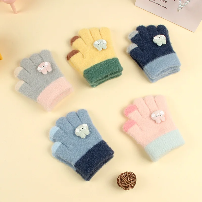 Baby boys girls gloves children late autumn early winter cute cartoon style full fingers gloves warm mittens 0-4 years