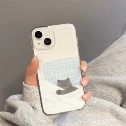Adorable Transparent Sleeping Cat & Puppy Phone Cover with Clear Bumper Edge - iPhone 12 Pro (TKK - TM - CS0006)