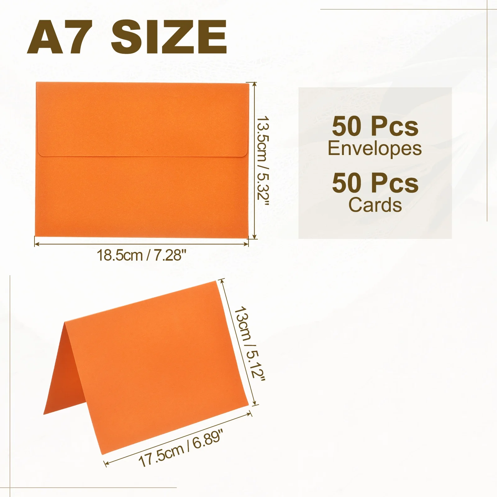 50-Set A7 Self-Seal Envelopes with Folded Cardstock for Invitations and Greeting Cards