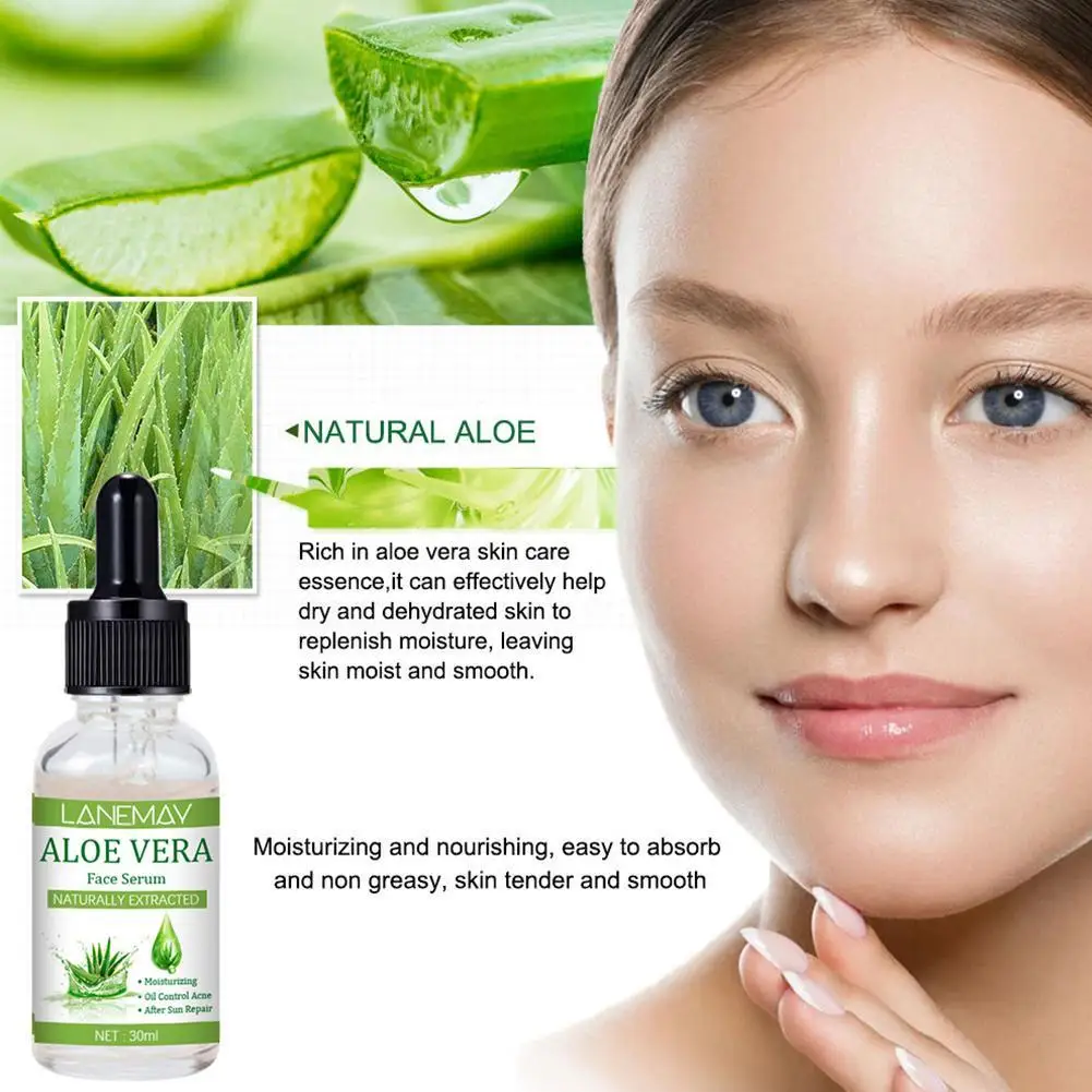 

1PC 30ml Aloe Vera Face Serum Facial Soothing Moisturzing Essence Acne Treatment Anti-Aging Anti Wrinkle Essential Oil Skin Care