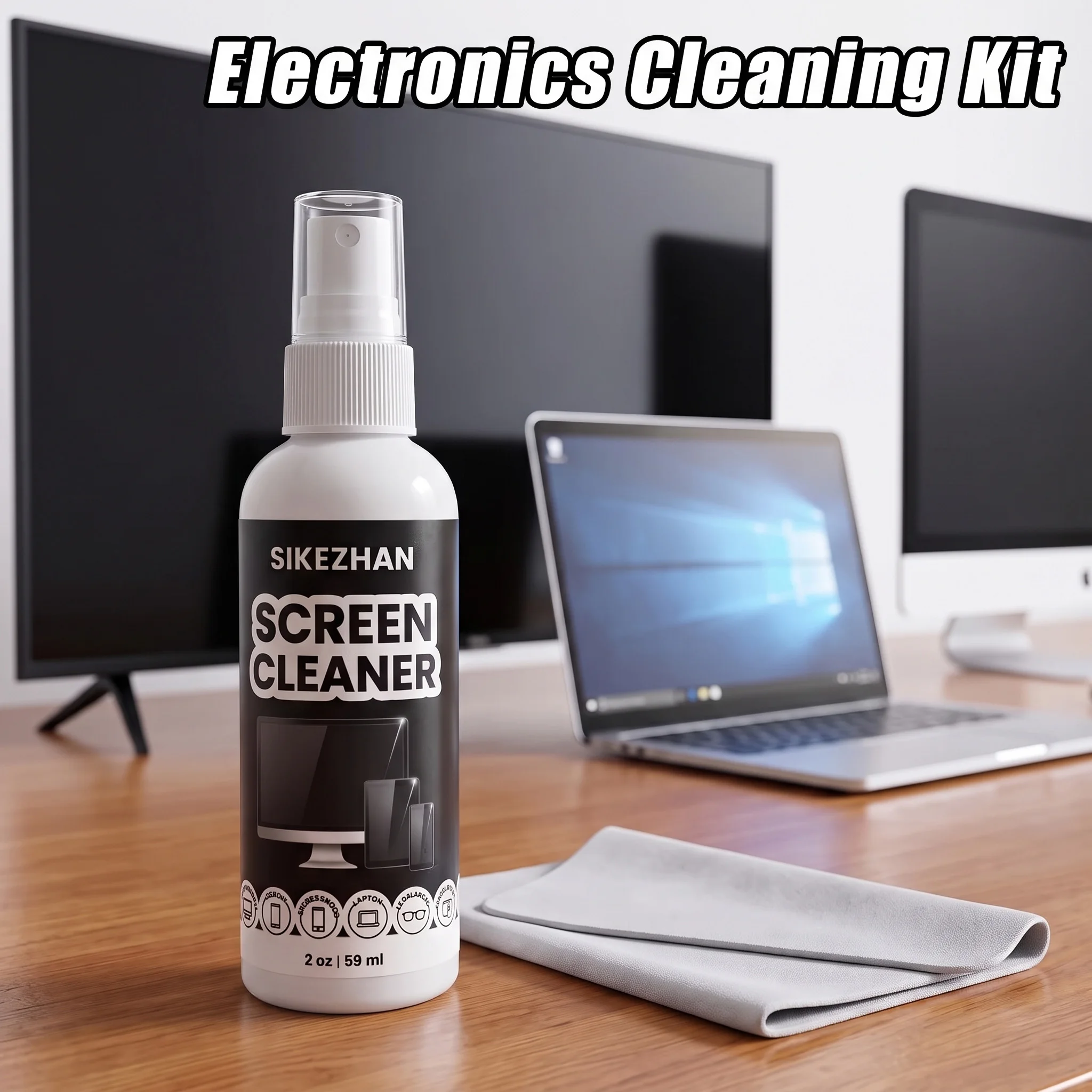 Eco-Friendly Screen Cleaner Kit with Microfiber Cloth - Streak-Free Spray