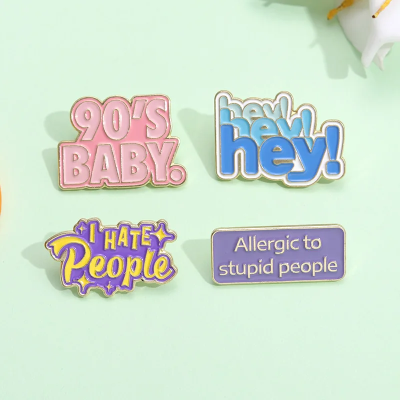 Fashion Brooches Cartoon Color Text Oil Drop Lapel Brooch Badge Pin