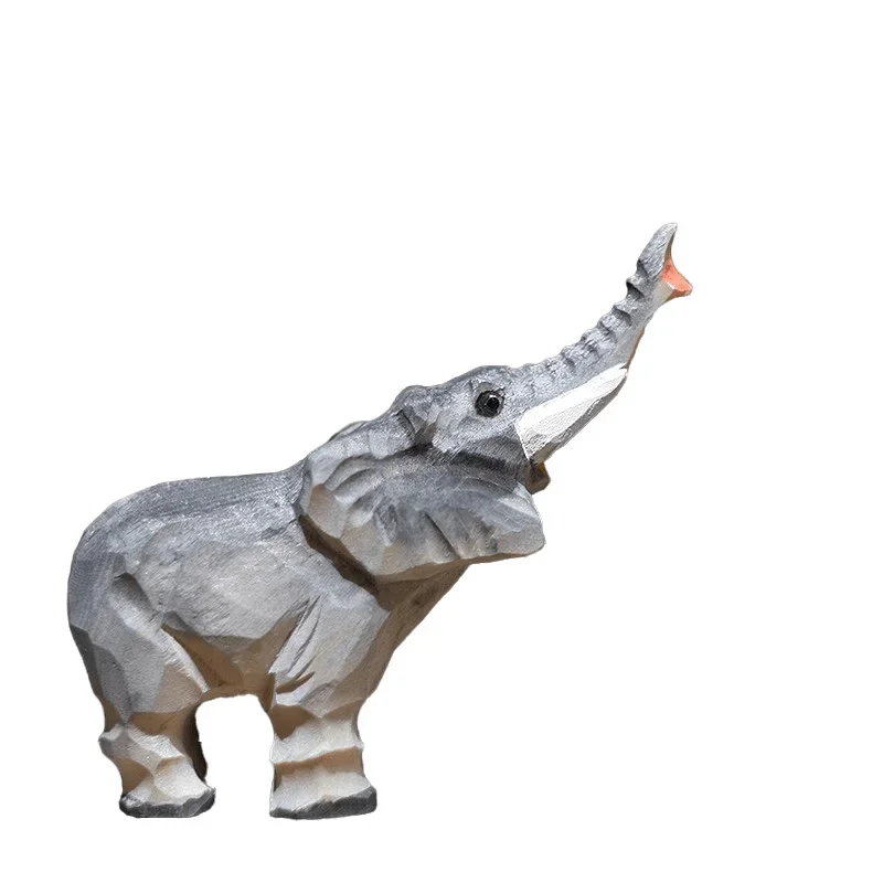 

Elephant Handmade Wood Carving Ornaments, Living Room Decoration, Table Animal Figurines, Home and Office