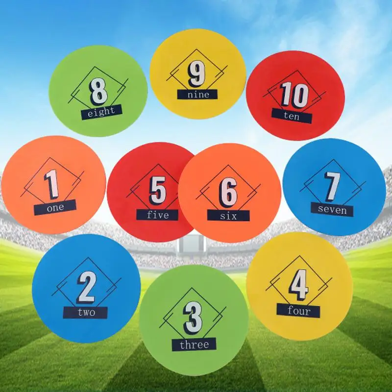 Agility Markers For Football Sports Disc Floor Dots Football Markers 10X Numbered Non-Slip Training Mat Mark Disc