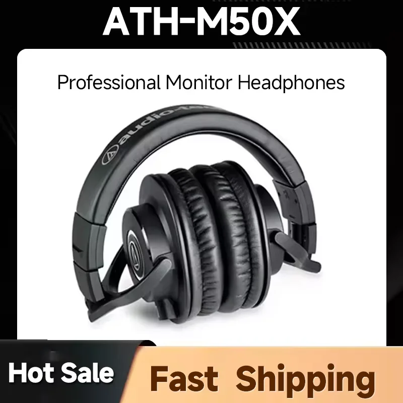 Audio-Technica ATH-M50X Professional studio monitor headphones, professional grade, critically acclaimed, with removable cable