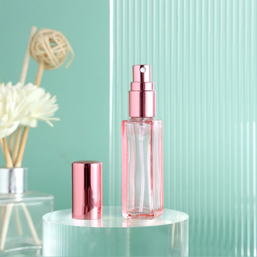 Transparent Square Glass Spray Perfume Bottle - 10/20ml Refillable Travel Atomizer