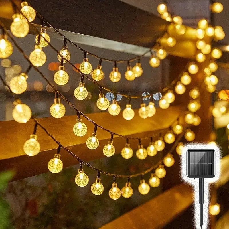 5M 20 LED Lights Solar Crystal Ball Fairy String lights Outdoor Waterproof Christmas Decoration Camping Garland Garden Party
