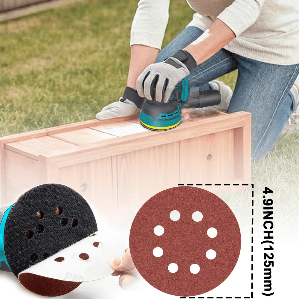 Electric Grinder Electric Sander PATUOPRO 125mm Brushless Random Orbital Electric Sander Wood Grinder Polishing Power Tools For Makita 18V Battery(No Battery)