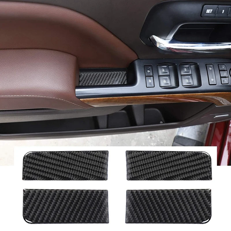 

Door Handle Inner Bowl Cover Trim For Chevrolet Silverado GMC Sierra 2014-2018 Accessories Soft Carbon Fiber