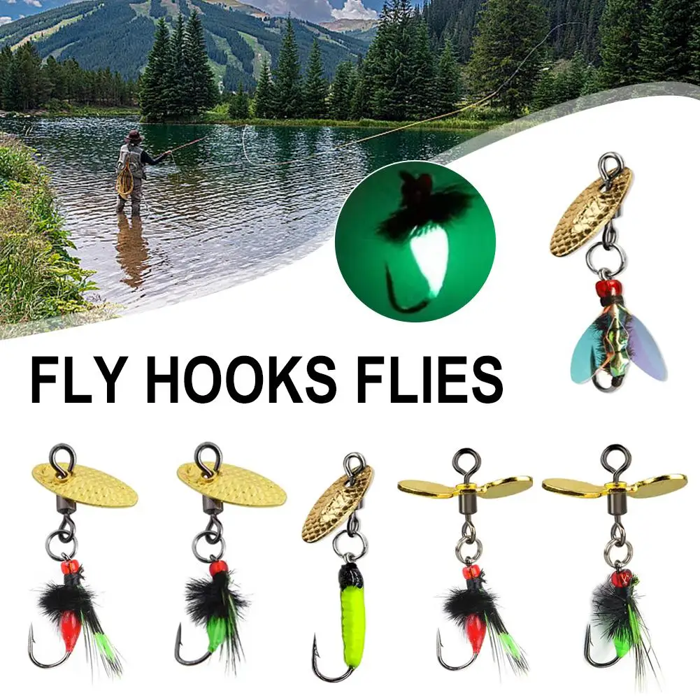 

1pcs Fly Flies Fishing Lure Spinner Sequins With Hook Bait Fake Tools Accessories Artificial Fishing Corrosion-resistant L6P9