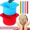 Wax Melting Bowl Silicone Wax Bowl Set with Spatula Sticks Easy Clean Hair Removal Pot Masque Bowl Non-stick Replacement for Wax 6