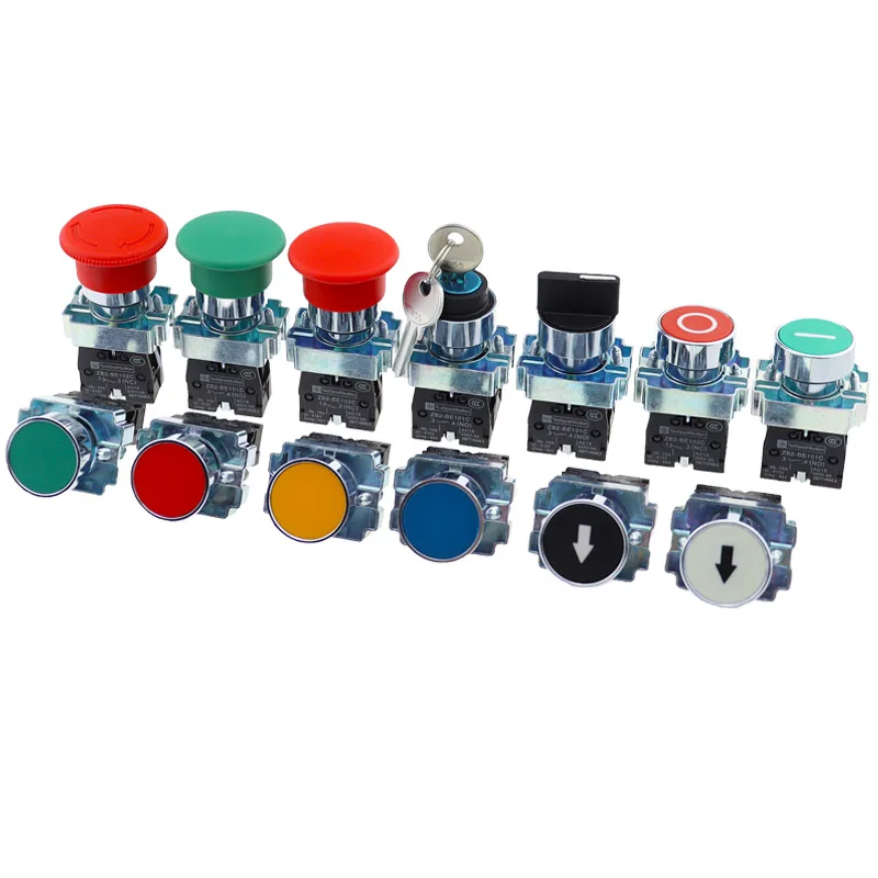 Button switch self reset XB2 small mushroom head emergency stop 22mm knob key start inching power on XB2 BS542 XB2 BA31 XB2 BA42