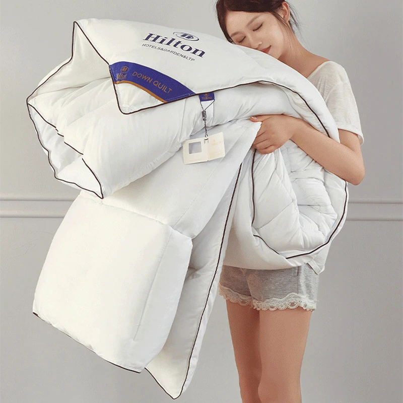 Home Comforter Winter Quilted Blanket Goose Down Duvet Quilt 100% Cotton Cover King Queen Blanket Size Twin Stitch Одеяло 이불 이불 winter blanket down duvet cotton quilt