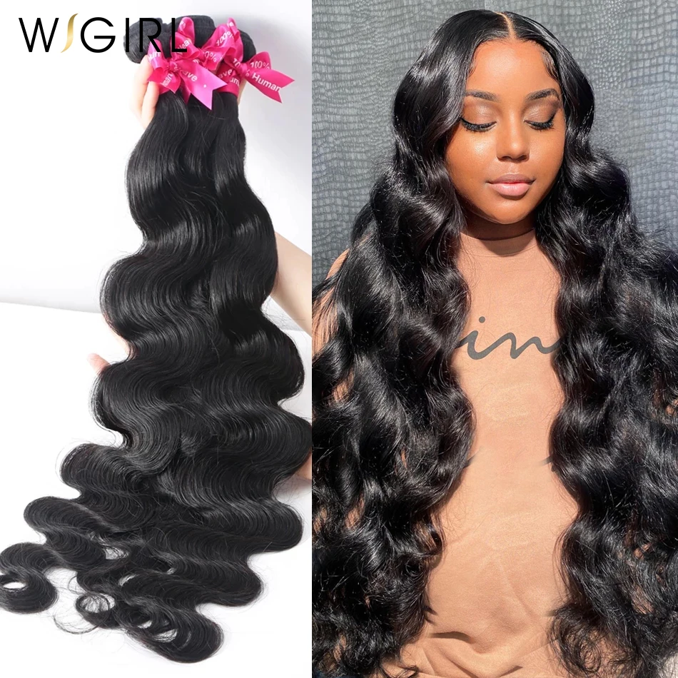 Wigirl Body Wave 28 30 32 40 Inch Remy Brazilian Hair Weave Bundles Natural  Color 100% Human Hair Extension - Hair Weaving - AliExpress