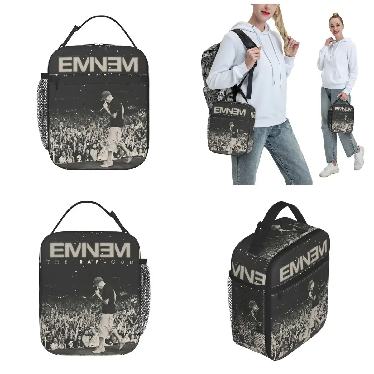Thermal Insulated Lunch Bag for School Portable Bento Box Cooler Thermal Lunch Boxes Eminem Slim Shady Music Rap