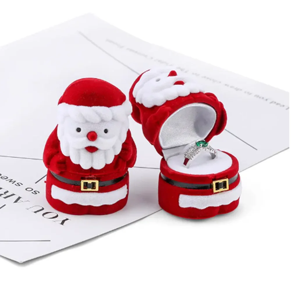 

1 шт. Рождественская бархатная шкатулка для ювелирных изделий, снеговик, Санта-Клаус, Рождественская елка, шкатулка для колец, серьги, дисплей, Искусственная елка, рождественский подарок