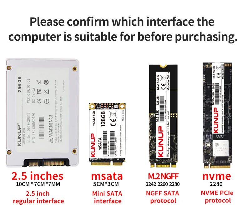 internal ssd drive Kunup SSD m2 sata M.2 NGFF SSD 1tb 512gb 256gb 128gb 2242 2260 2280 hard drive disk for Laptops notebook solid state drive 2.5 internal ssd