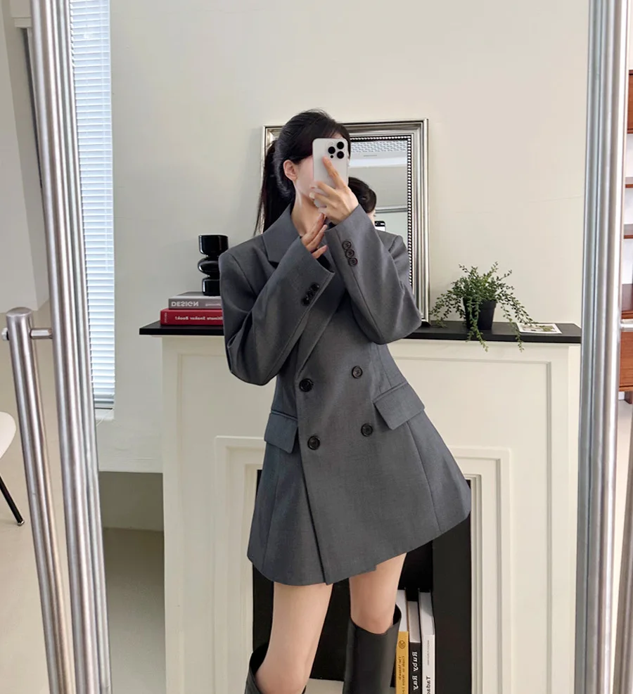Autumn New Elegant Blazer Coats for Women Long Sleeve Office Lady Korean Fashion Casual Loose Street Trends Solid Blazers Jacket