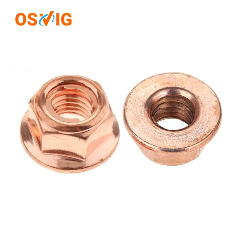 10pcs Oe#18307620549 M8 Carbon Steel Copper-plated Flange Locking Nut For Bmw Exhaust System E30 E36 E46 E34 E39 Z3