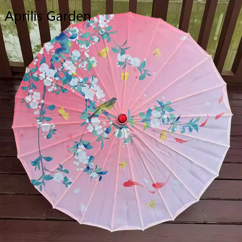 70/82cm Women Parasol Silk Cloth Oil Paper Umbrella Classical Dance Hanfu Chinese Ceiling Decoration Cheongsam Fashion Show 2