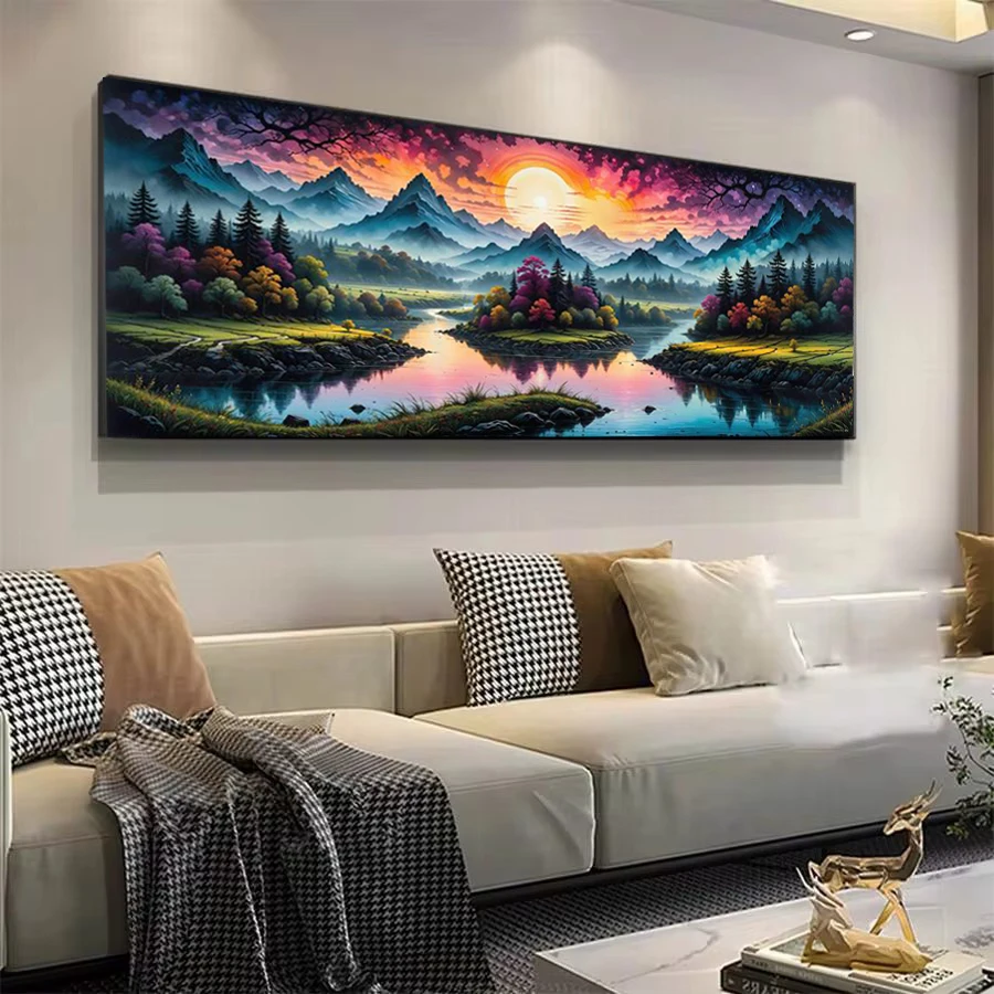 Fullcang Large Size Diamond Painting Mountains And Rivers New Diy Full Mosaic Embroidery Natural Scenery Picture Wall Decor