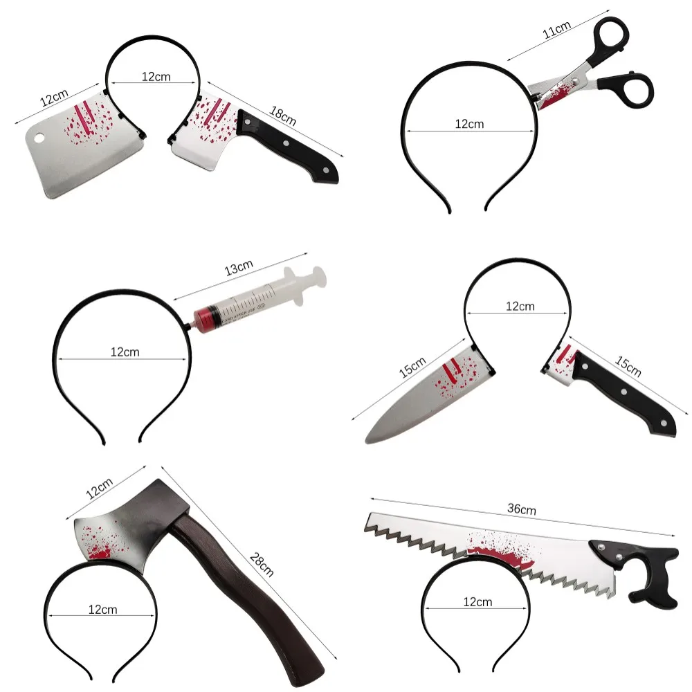 Halloween Hair Hoop Horror Blood Fake Ax Saws Knife Gothic Headband