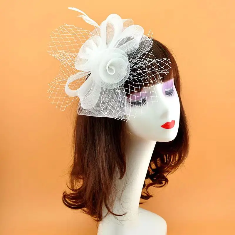 Bridal Hair Accessories Vintage Bridal Gauze Veil Bow Feather Mesh Mask Hair Accessories Wedding Party Korea Japan Black White hair accessories bridal hair accessories bridal jewelry set lace veil
