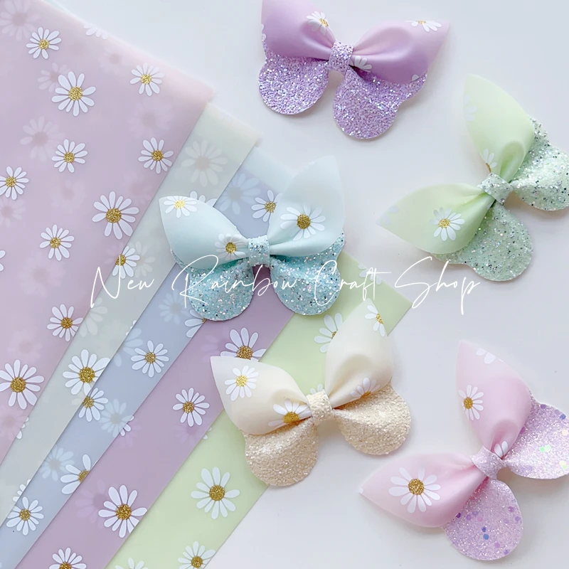 New Rainbow 5colors Pastel Jelly with Chunky Glitter Fabrics For making baby's hairbows, hairclips, decorations, Homedec