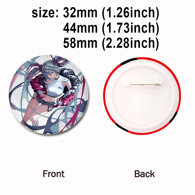 Enamel Pins Hatsune Miku Cartoon Figure Brooches for Collar Backpack Hat Accessory 44/58mm