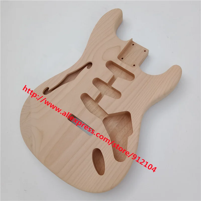 

Natural Single Wave Electric Guitar Body,3S Route F Hole Alder Body Fit For ST Electric Guitar No Paint BJ-560