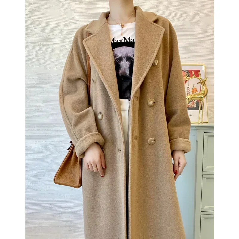 101801 High Quality Women Coat Winter Women's Jacket 10% Cashmere 90% Wool Classic Camel High-End Wool Coat New
