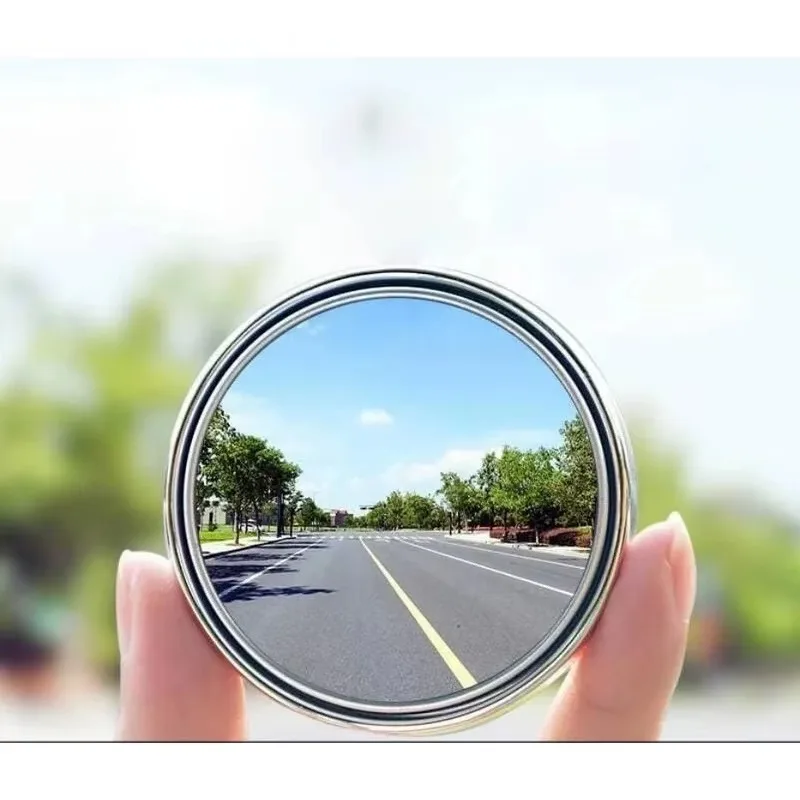 2pcs Convex Mounted Auxiliary Rear-view Mirror 360 degree rotation Wide-angle Round Frame Blind Spot Car Mirror Accessories
