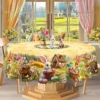 1 Easter Round Tablecloth, 5 Sizes Available, Spring Cute Rabbit Easter Egg Grass Map Pattern Printed Tablecloth, Edge Embossing Process, Spring Garden Tablecloth Decoration, Tablecloth for Daily Home Kitchen, Terrace, Easter Decoration, Spring Decoration 1