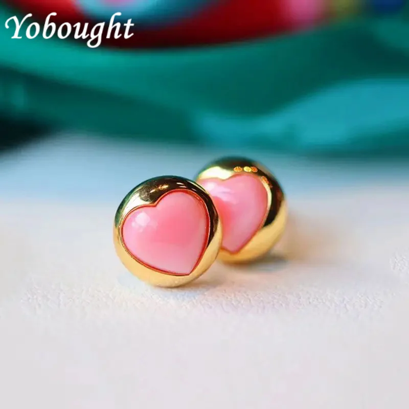 

Модные блестящие серьги-гвоздики в форме сердца из старого золота с оригинальным дизайном и эмалью для женщин, маленькие изысканные ювелирные изделия
