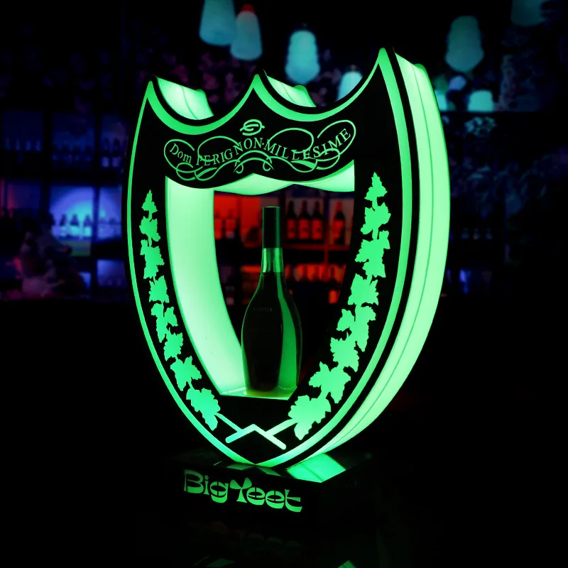 

Rechargeable Glowing Shield Glorifier Display VIP Service Dom Perignon Champagne Bottle Presenter for Night Club Bar Party Loung