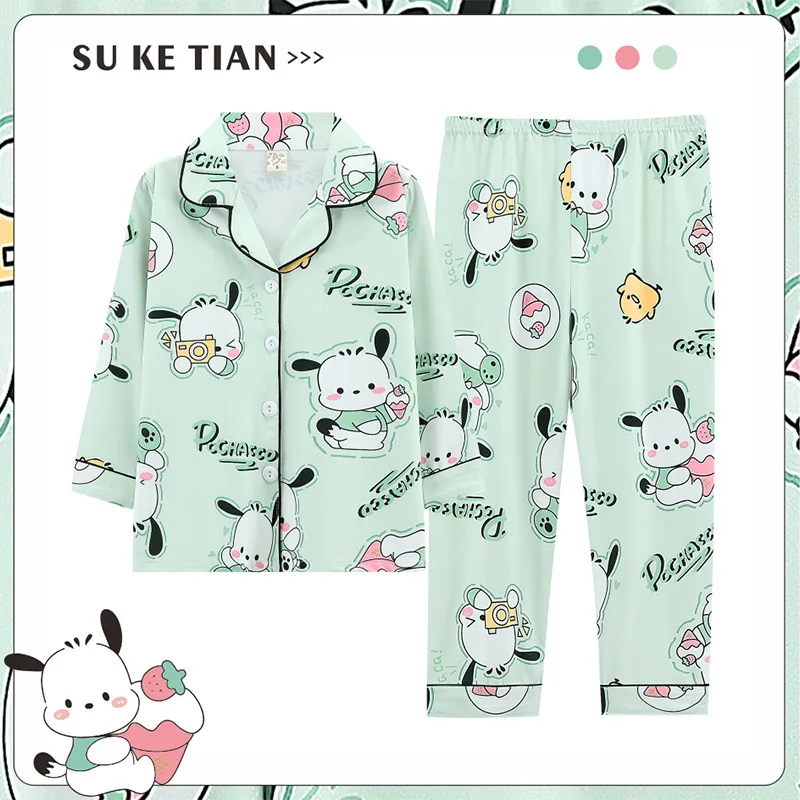 

Kids Clothes Anime Cinnamoroll Thin Breathable Homewear Pajamas My Melody Pochacco Boy Cardigan Loungewear Nightgown Girl Gift