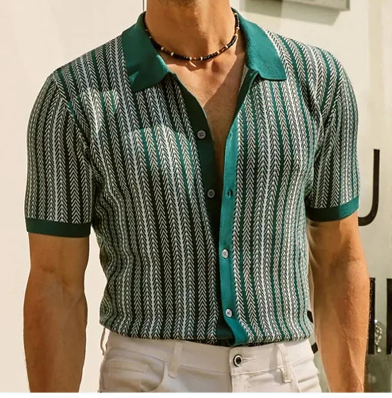 Summer new men's striped T-shirt polo Shirt High quality Ice silk fabric breathable wiry size Casual beach style mens shirts 3XL 18 S3f1d4e1b325a41aa9b4f3dcacac6d4d1N