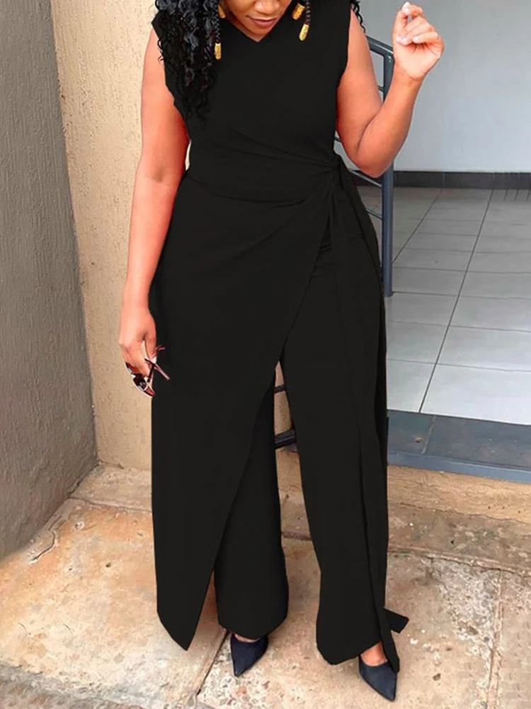 

2023 Jumpsuits for Women Tied Detail Asymmetrical Work Jumpsuit One Fashion Casual Pieces for Women Elegant Female