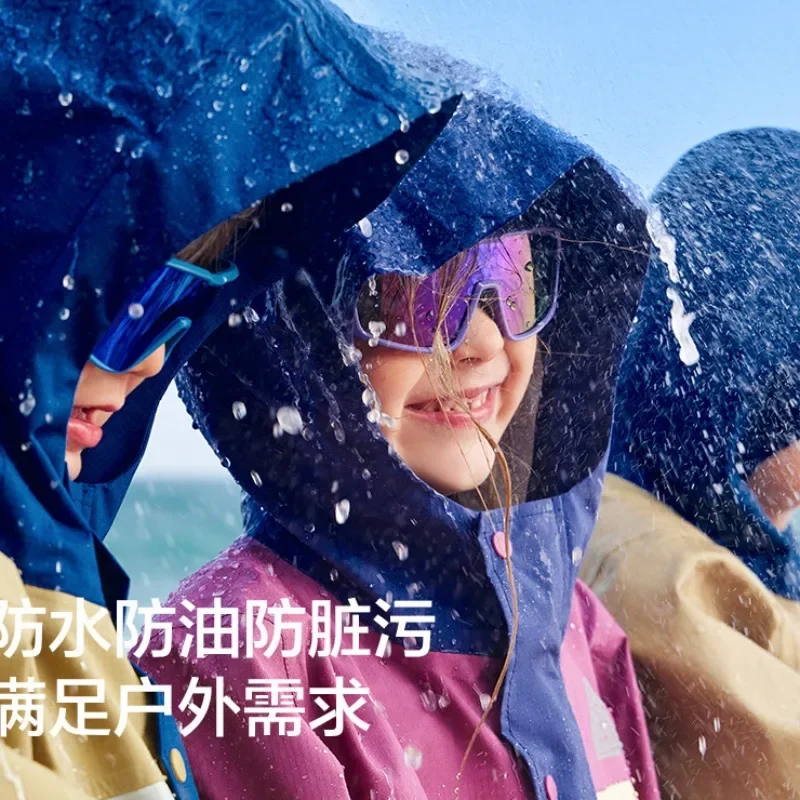 Children Fashion Hooded Outdoor Jacket Windproof Waterproof Breathable Outdoor Sports Coat Camping Hiking Jackets Outwear Parka