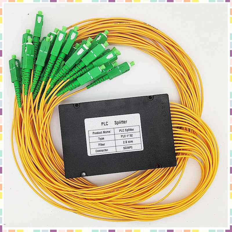 Free Shipping Optical Fiber Splitter 1x32 PLC SC APC 1M PLC Optical Fiber Splitter Box Fiber Optic Material FTTH Fiber optic ABS
