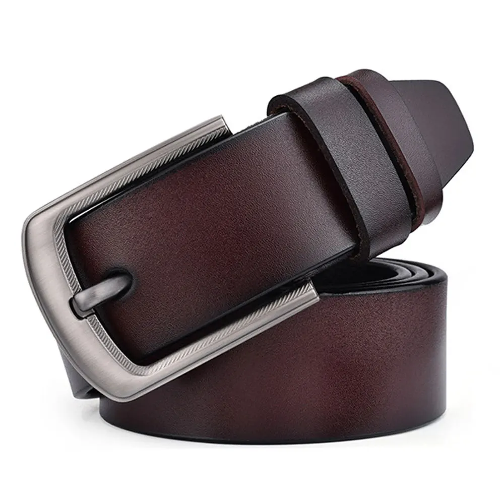 

Natural Cowhide Belt For Men's Alloy Metal Buckle Soft Original Genuine Leather Belt Male Jeans Strap Gifts Dropshipping