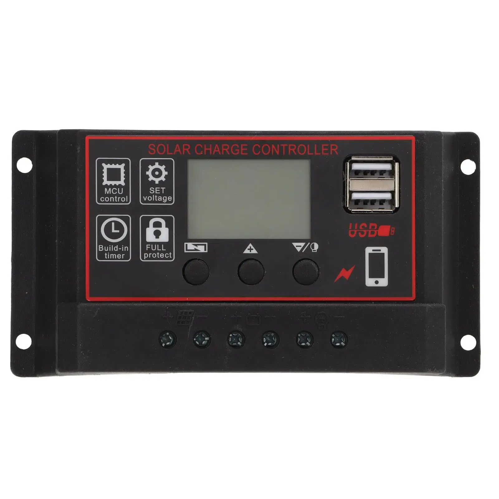 

12V/24V Solar Charge Controller with Dual USB Port - Intelligent Regulator for Outdoor Solar Panel Battery