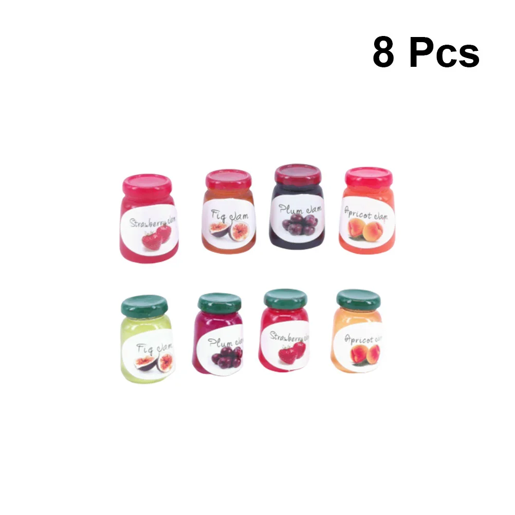 

8 Bottles House Miniatures Kitchen Display Fruit Jam Toys Artificial Micro Decors Layout Props Alloy Ornaments for Micro