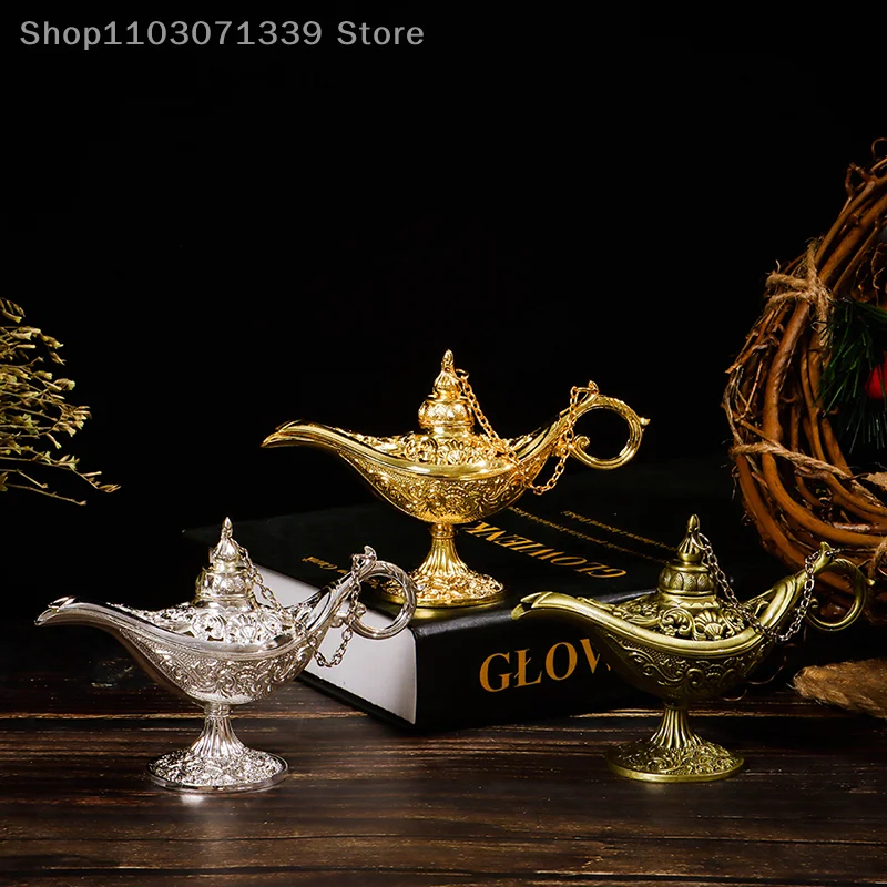 Hollow Fairy Tale Aladdin Lamp Wishing Tea Pot Retro Home Aromaterapia Ornaments