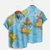 Summer Men's Shirts World Map Digital Printing Oversized Buttons Short Sleeves Loose Casual Slim Fit Shirts Fashion European Siz 1