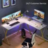 L Shaped Desk Computer Corner Desk Home Gaming Desk Office Writing Workstation with Large Monitor Stand Easy to Assemble (White, 2