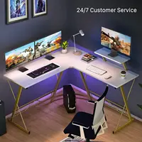 L Shaped Desk Computer Corner Desk Home Gaming Desk Office Writing Workstation with Large Monitor Stand Easy to Assemble (White, 2