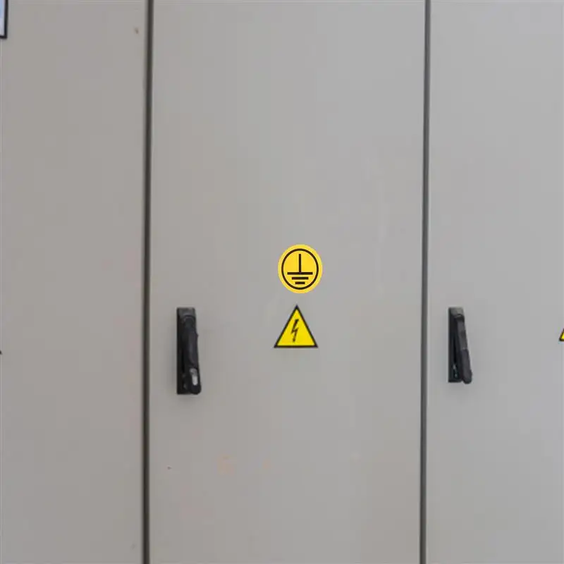 Earth Grounding Symbol Decals Signage Sticker Synthetic Paper Electric Labels Warning Electrical Sticker Grounding Warning Decal grounding warning decal